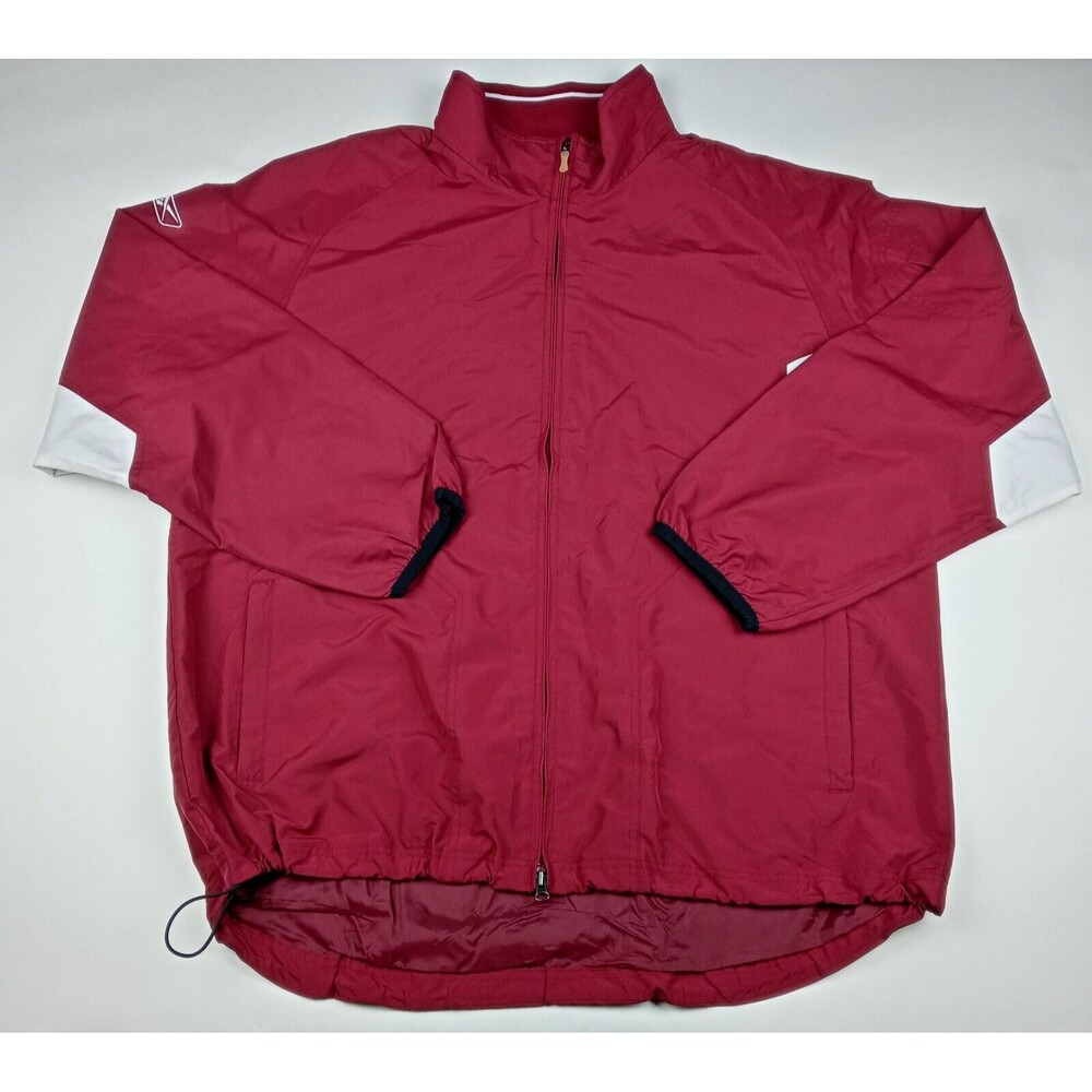REEBOK Vintage Jacket Lined Windbreaker Men's Size XL Maroon Zip Up